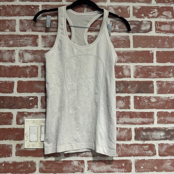 Lululemon Swiftly Tech Racerback Tank Top Light Heather Gray White Size 4 GUC - Picture 1 of 5